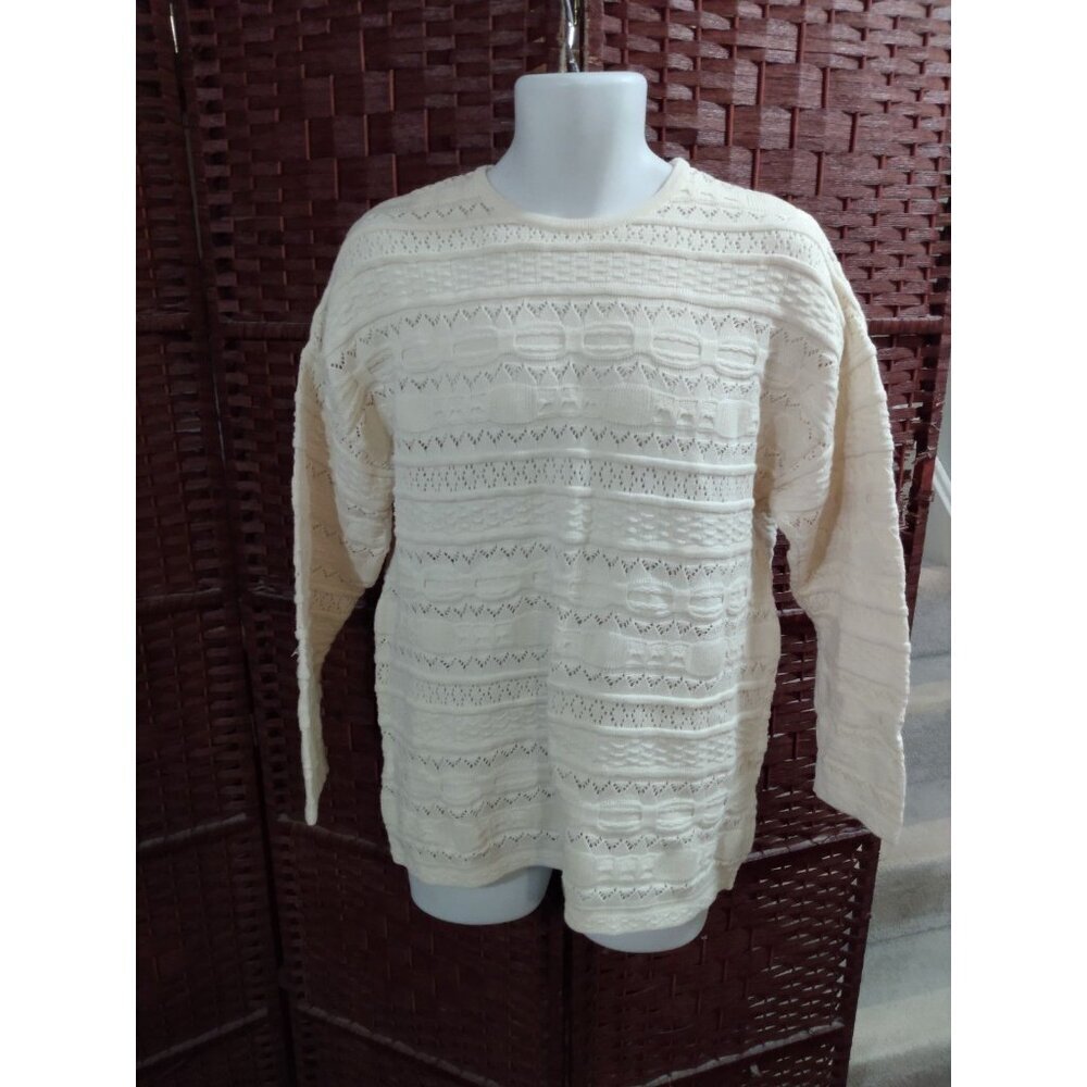 Vintage Women's United Colors Of Benetton Sweater Knit White Small 90s Cotton